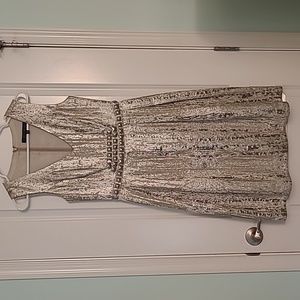 Metallic Cocktail Dress with studded belt detail